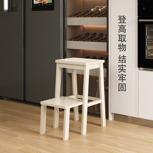家用实木梯凳客厅卧室折叠脚踏凳登高椅阶梯凳抽拉多功能加厚梯子