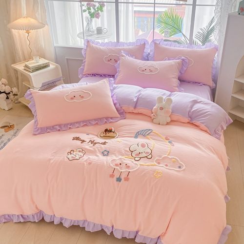 特价款可爱卡通纯棉全棉床上四件套儿童单人床三件套床单被套裸睡