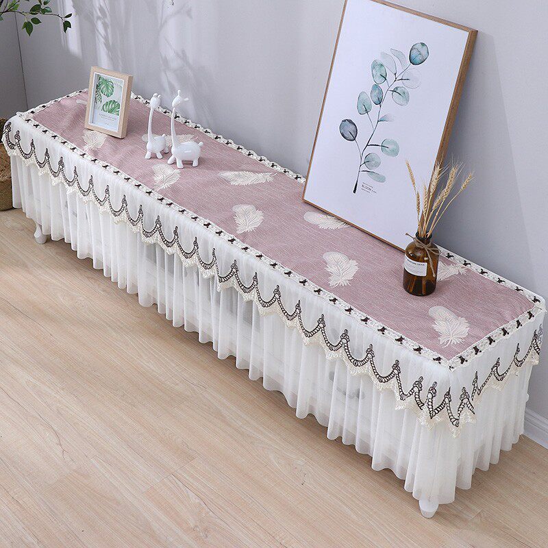 电视柜盖布布艺蕾丝防尘罩长方形客厅长条桌桌布简约鞋柜防尘套帘