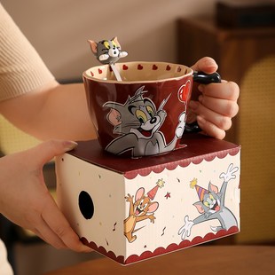 猫和老鼠杯子可爱大容量陶瓷马克杯家用水杯情侣早餐杯女生日礼物