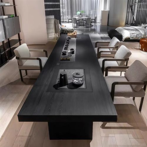 茶空间高奢升降茶桌茶室泡茶桌总裁办公室别墅豪宅洋房高端泡茶台