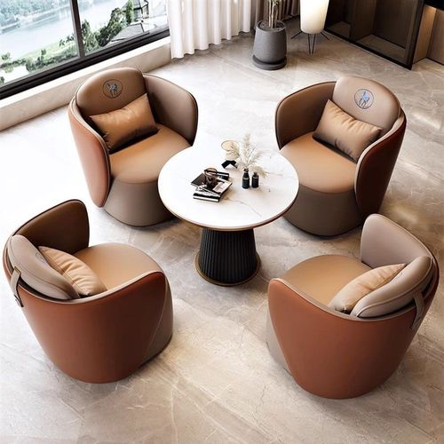 售楼处接待沙发洽谈现代酒店大堂会客桌椅组合轻奢谈判一桌四椅