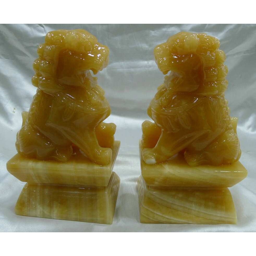 厂家 精工雕刻米黄玉狮子 家居办公室玉器工艺品摆件 一件代发