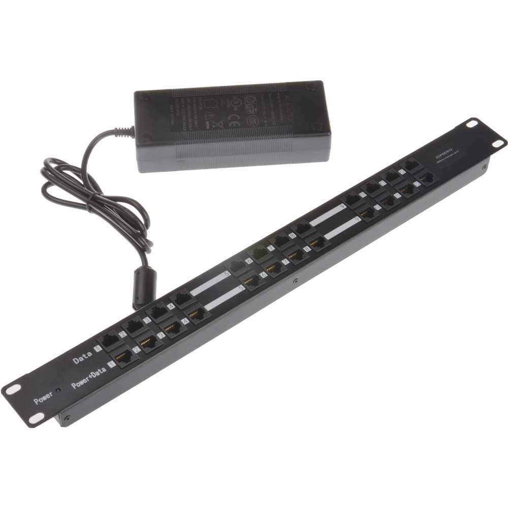 机柜式POE模块，12口百兆POE中跨以太网供电注入器配24V120W电源
