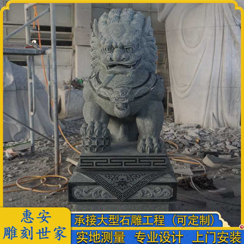大鹏石业价格定制园林景观大理石狮子雕塑摆件 独具匠心精心雕刻