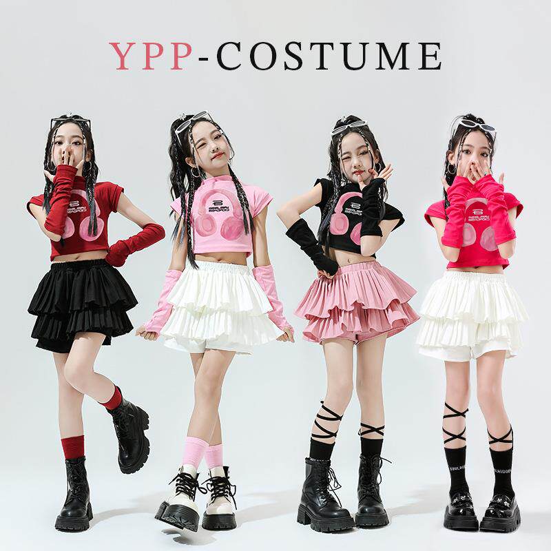 爵士舞服装儿童走秀露脐套装jazz女童街舞舞蹈练功表演服少儿童装