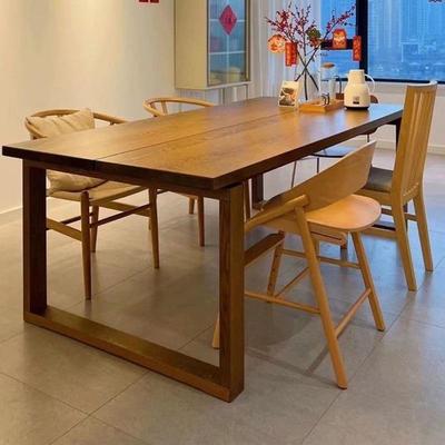 北欧简约全实木餐桌长方形家用客厅原木饭桌餐厅火锅店白蜡木餐桌