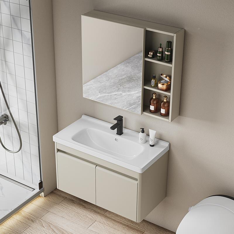 34不锈钢浴室脸柜组合卫生间陶瓷一体洗手简盆洗盆现0SUS-1代约洗