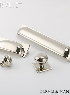 铜olrvli黄美式整体柜贝拉壳橱方形手覆古法式1059轻奢抽屉镍银色