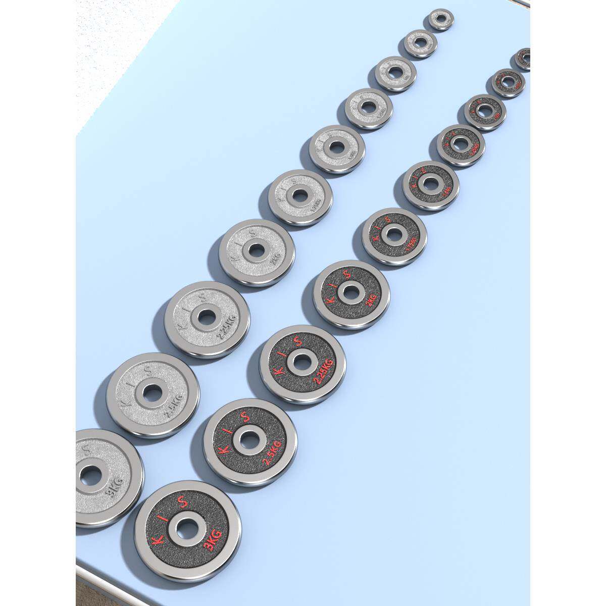 家用RRB电镀哑铃片纯铁白底红字孔KIS小片配件盘黑套装运动小字孔