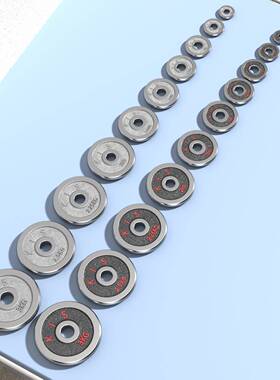 家用RRB电镀哑铃片纯铁白底红字孔KIS小片配件盘黑套装运动小字孔