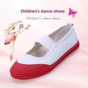 山东鲁泰护白鞋女式白学生舞蹈鞋广鞋操场舞士NDN蹈鞋软底体帆布