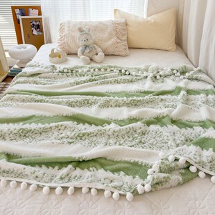 2025款阳离子双色提花星绒梦语小球毯家用沙发盖毯空调毯简约百搭