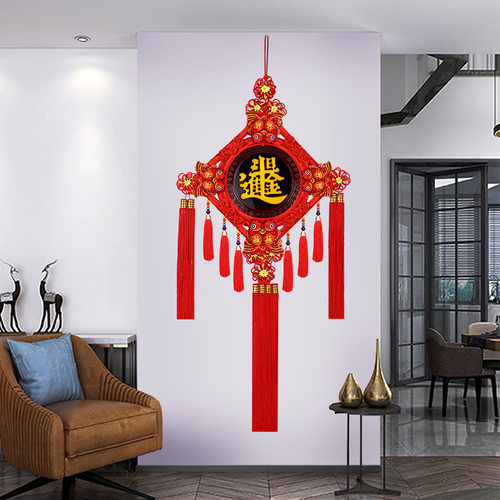 桃木中国结福字挂件客厅门上招财镇宅大号玄关电视背景墙吉祥挂饰