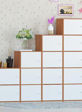 新品生书柜储ZGS物柜门简架易带书柜书自由组合木学柜子收纳柜杂j