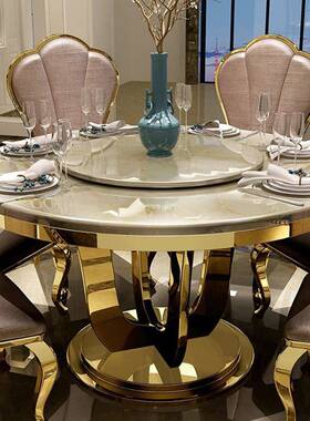 餐桌现代简BDB约餐桌椅组合客家用户型带转盘桌岩板餐轻奢大厅饭