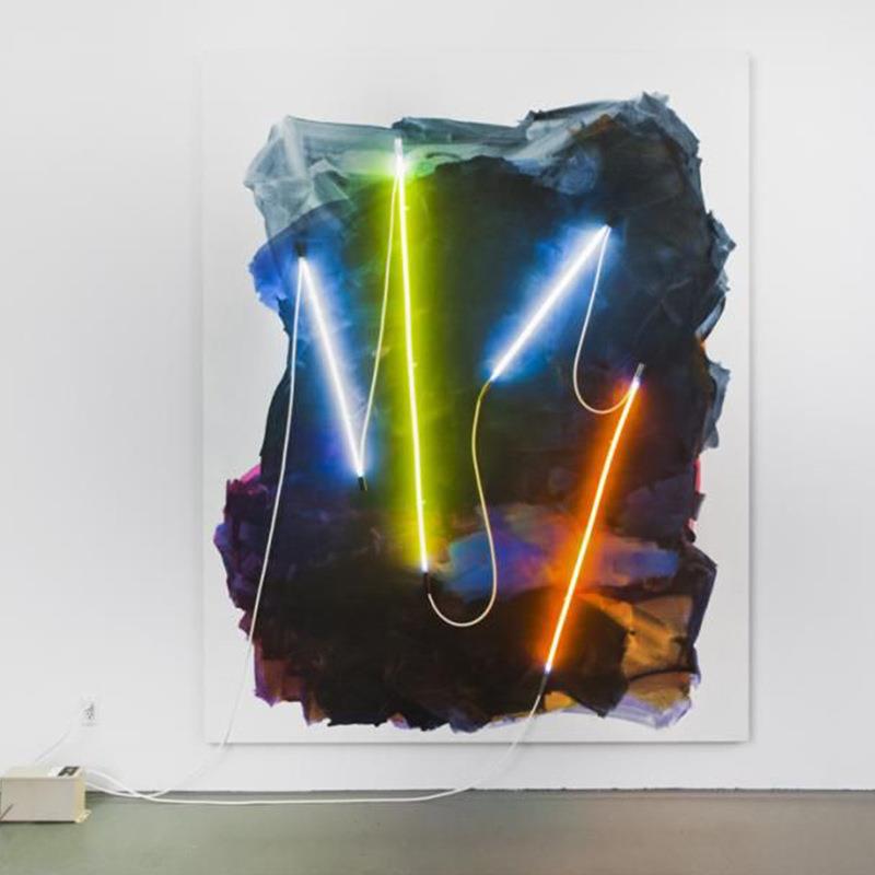 L93513518ED现简约轻奢手绘抽关象油画中式新客厅玄代酒店样板房