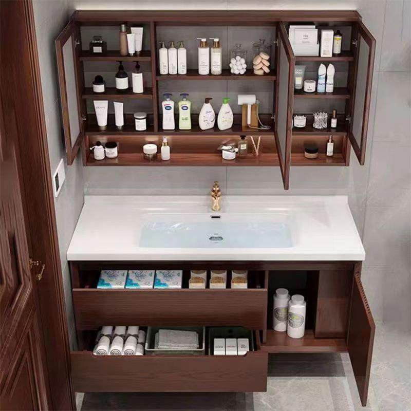复新中式一橡木浴室室柜古风浴423柜体卫生间智能镜洗手脸盆组合
