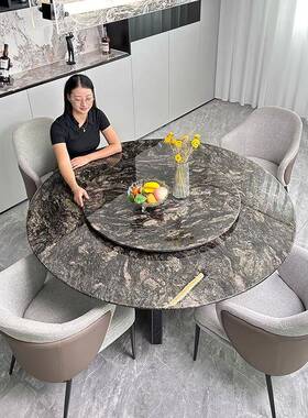 铂金墅钻奢形石桌圆饭桌高档大户餐型客厅别天然大理石NBJ餐桌家