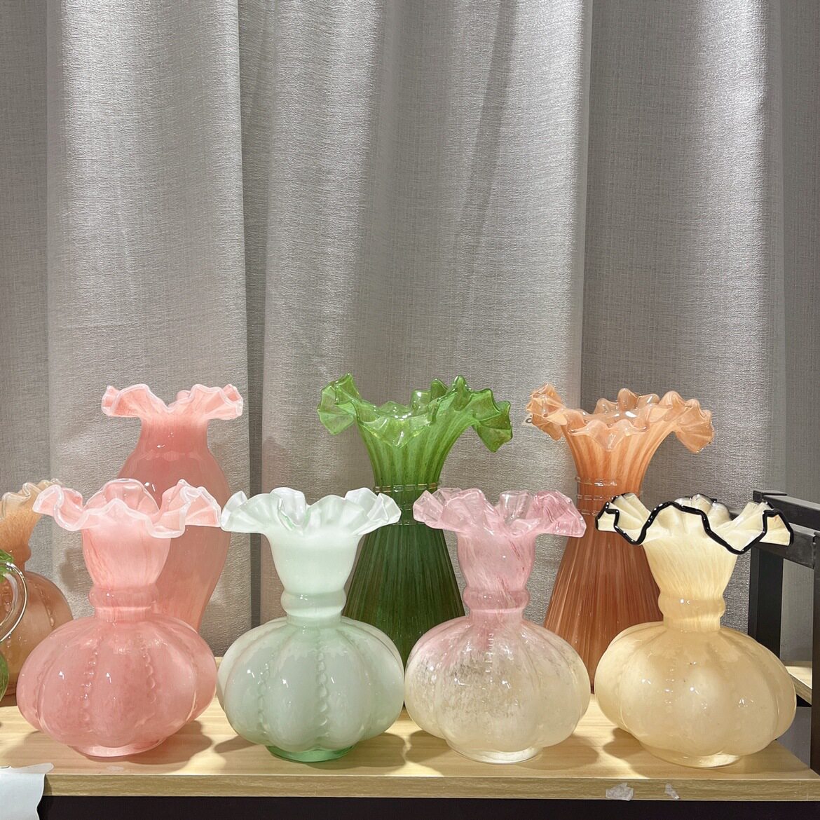 中古法式彩虹手工琉璃南瓜花瓶