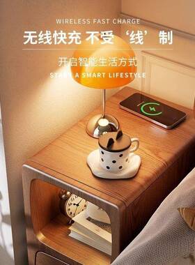 约实木床头柜迷你小型极物窄带灯床边超窄简现QOQ代卧夹室缝窄边