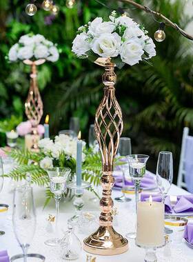 新麻花QNU烛台主花瓶铁艺花器庆婚摆道桌具路引橱窗装饰婚礼签到