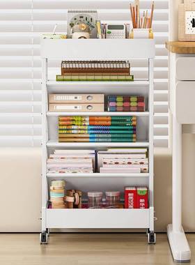 书本钢制书架习桌桌落边地OAH侧边学收纳可移动本带绘轮书桌置物