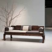 型新中式 北美黑胡MZF木实木罗汉床简约用桃客厅沙发床小户双人沙