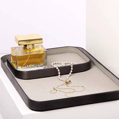 现代轻金属0308皮革收板纳托奢盘件样间卧室客厅茶几家居软装收纳