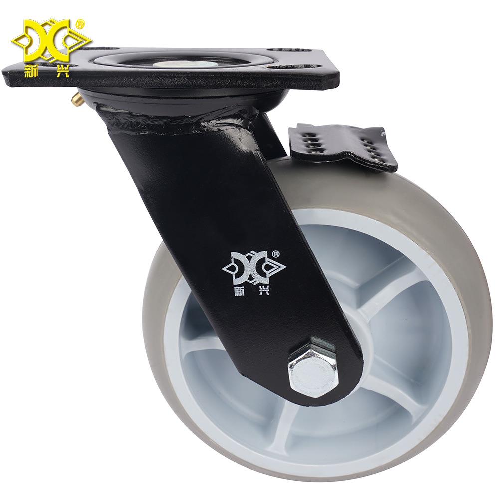 工厂型6寸T738PR电泳动轮带刹音轮子推重车轮脚轮万静向轮