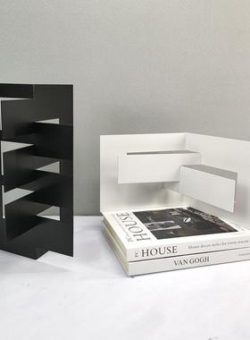 现代极简白色屏金属立镂空风几何摆件客厅体样房艺术桌面装板LTY