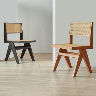 藤编椅全实木餐椅民网宿红饭复古椅子书房椅酒店店休闲椅92207设