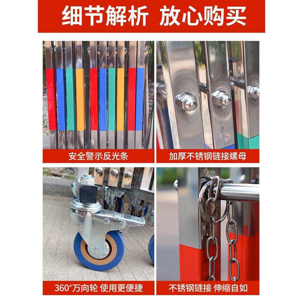 不锈钢手动伸缩门围栏护栏简易折叠门幼儿园大门户外可移动推拉门