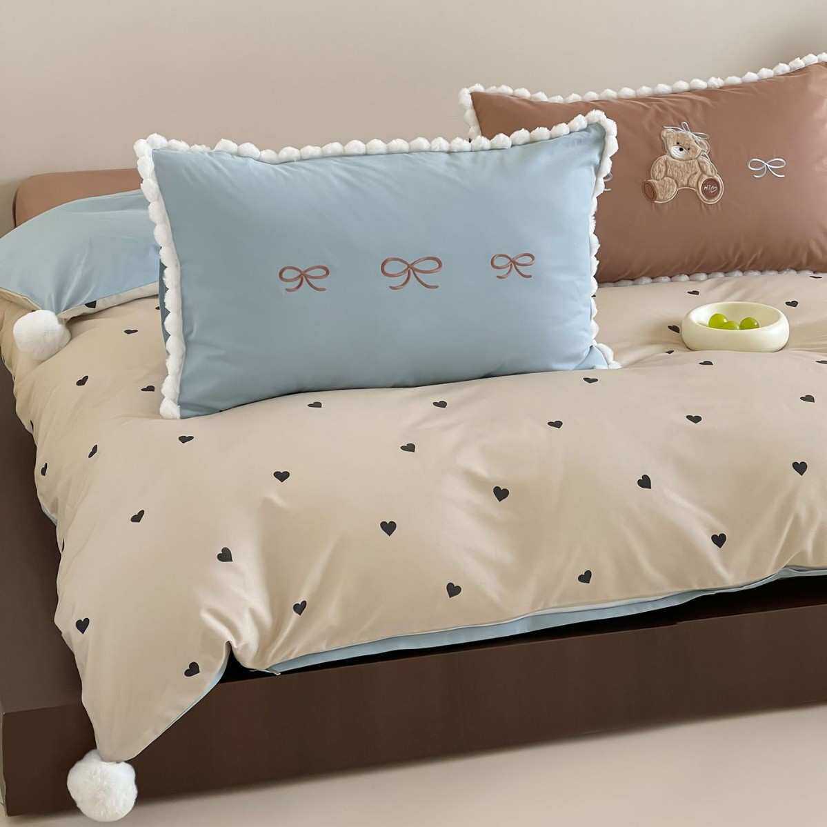 磨毛全棉四件套加厚贴布绣印花少女心被套床品