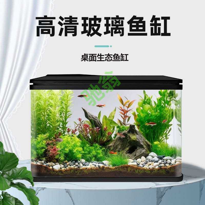 yut高清热弯玻璃鱼缸桌面家用小型客厅懒人免换水生态水族箱长方