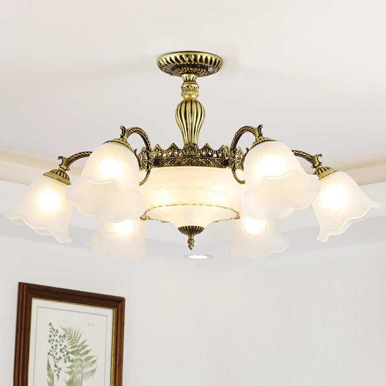 遥控美式led大吊灯 欧式客厅灯具复古餐厅灯大气创意婚房卧室灯饰