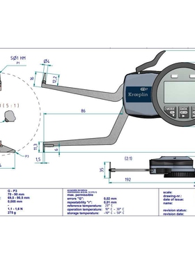 厂家德国kroeplin数显内径卡规G270P3