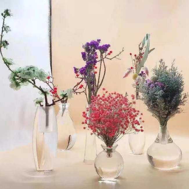亚克力轻奢水晶花瓶摆件客厅插花仿真花现代简约欧式餐桌装饰干花