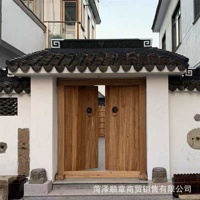 老榆木实木套门别墅山庄实木仿古大门入户门中式庭院进户双开大门