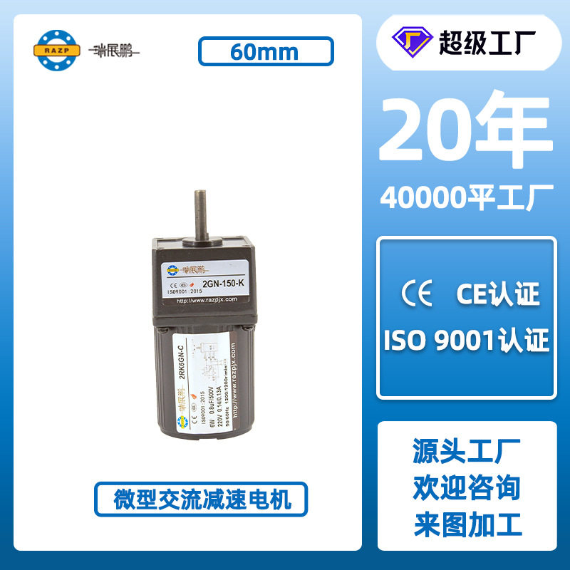 60型微型齿轮减速机6W10W减速电机单相220V三相380可调速异步马达