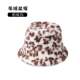 秋冬加厚毛绒绒豹纹帽子女羊羔毛渔夫帽百搭简约水桶帽日系盆帽