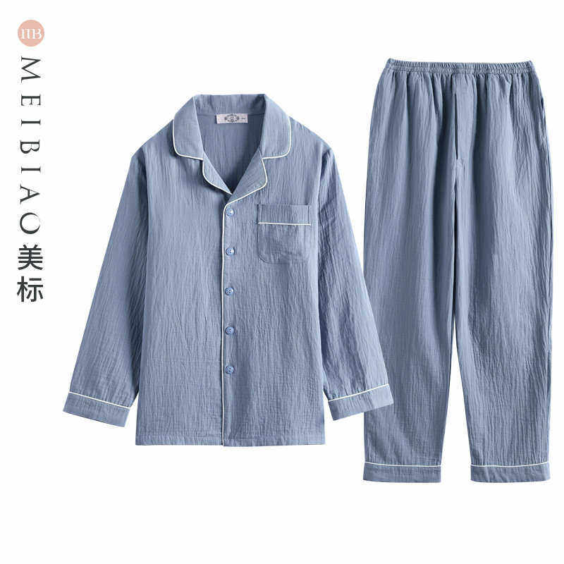 美标纯棉睡衣套装男士春秋家居服外可休闲棉纱穿夏棉质双新疆包邮