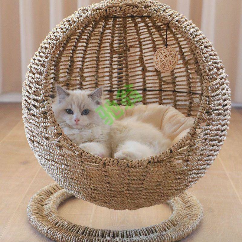 yut宠物猫窝半圆形四季通用莼天然海草编织猫咪吊篮可水洗猫咪吊