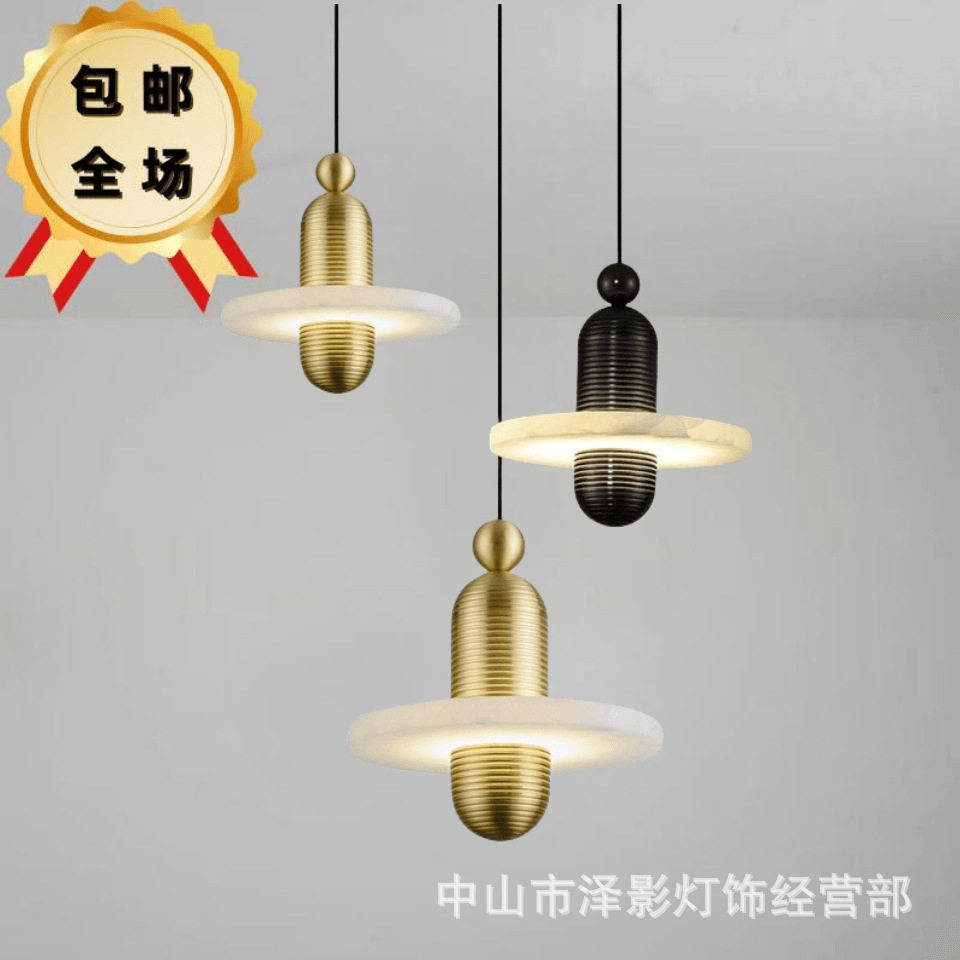 北欧简约云石单头餐厅小吊灯现代时尚吧台卧室床头设计师轻奢灯具