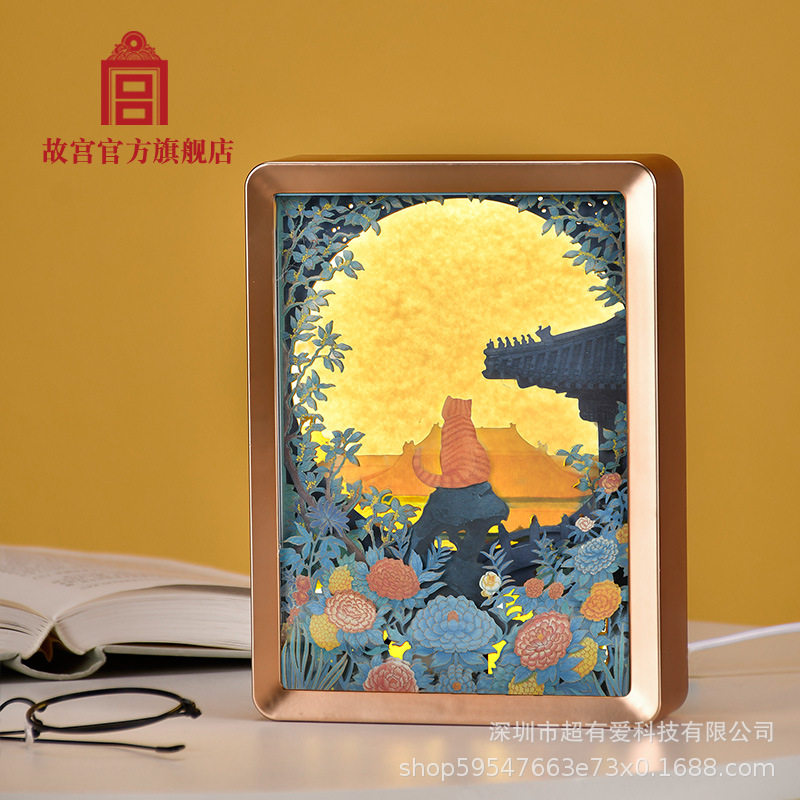 故宫文创宫猫记紫禁月满纸雕灯创意小夜灯网红古风国潮国风商务礼