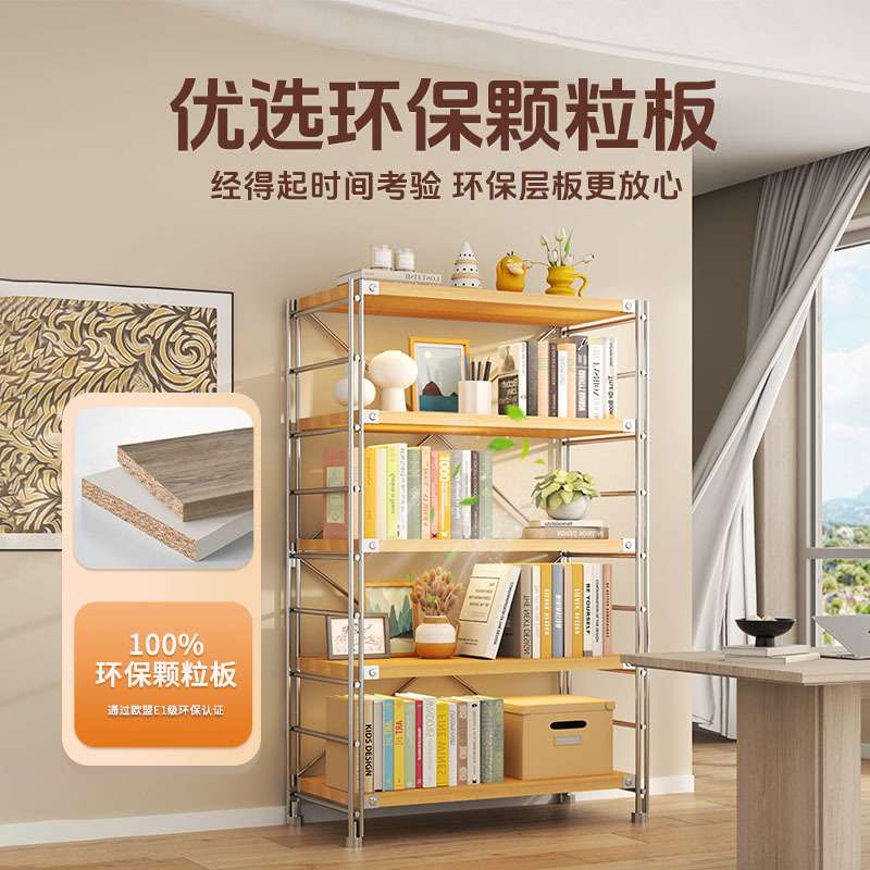 原木风日式厨房置物架多层收纳架落地微波炉储物架家用架子放锅架