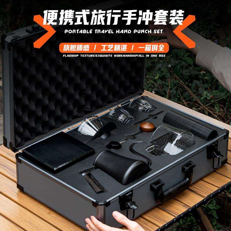 手冲咖啡套装磨豆机过滤杯分享壶露营套具手磨户外咖啡壶套裝装备图片