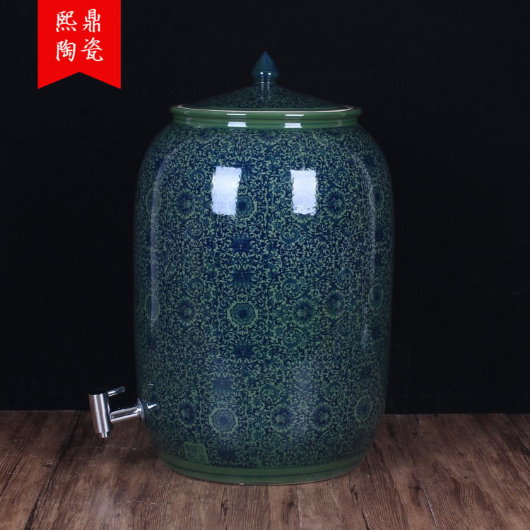 景德镇酒坛仿古青花瓷陶瓷酒坛50斤装带龙头开关酒坛子厂家直销
