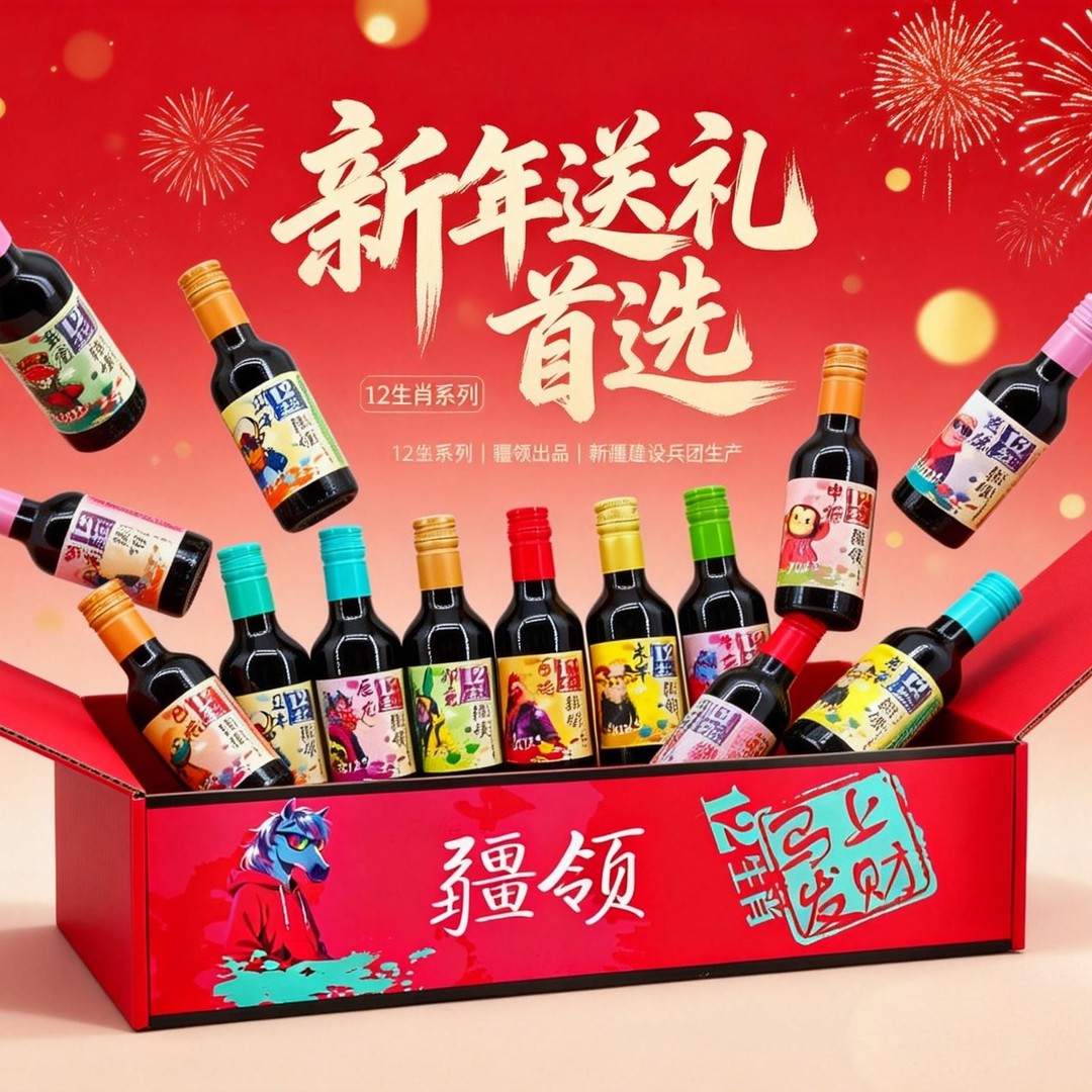 【新疆兵团】疆领12生肖赤霞珠马瑟兰半甜红葡萄酒12度187ml*12瓶