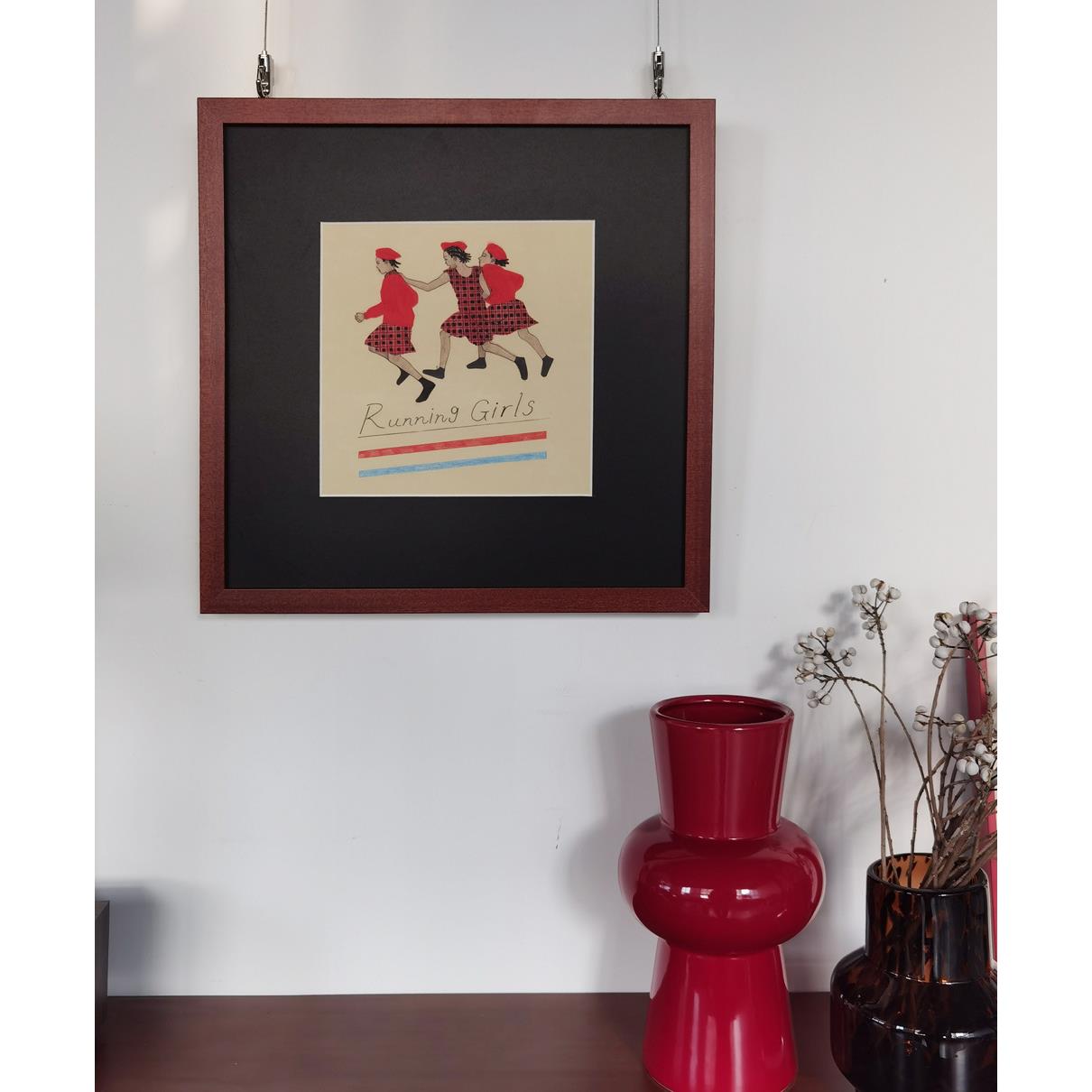 现在客厅复古黑胶 running girls小众民宿中古文艺装饰画挂画壁画